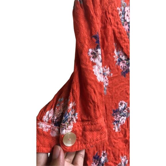 254. Mauve Anthropologie flowy floral blouse size 4 - Picture 6 of 9